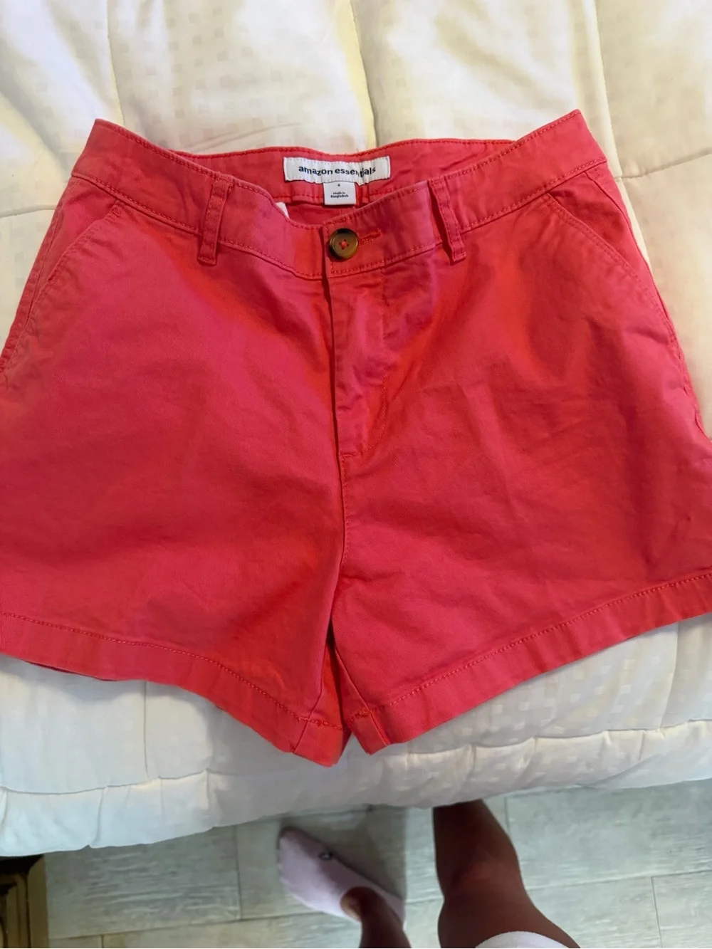 Amazon Essentials High-Waist Pink-Red Casual Shorts